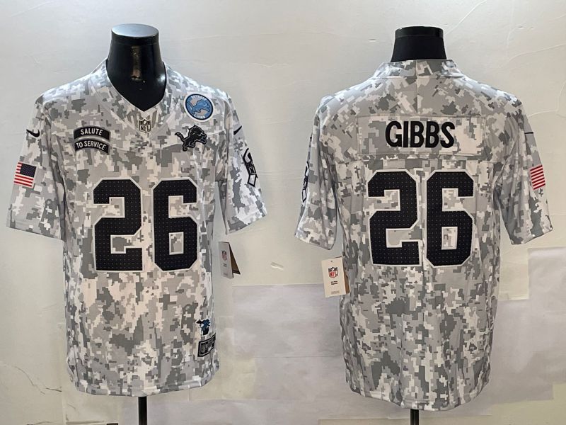 Men Detroit Lions #26 Gibbs Nike Arctic Camo 2024 Salute to Service Limited NFL Jersey style 1->detroit lions->NFL Jersey